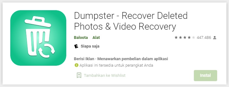 Dumpster Aplikasi Mengembalikan Foto yang Terhapus