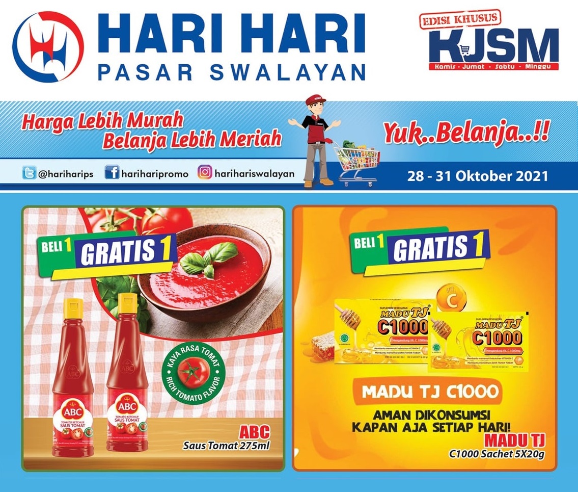 Katalog Weekend Promo KJSM Hari Hari Pasar Swalayan 28-31 Oktober 2021 Terbaru Minggu Ini