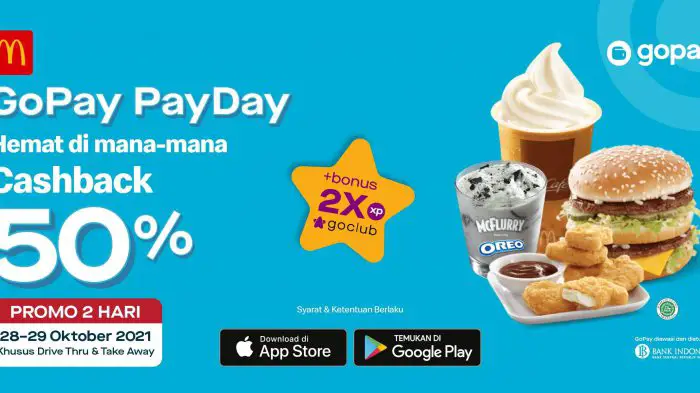 Promo McDonalds Cashback 50% GoPay PayDay Hanya 2 Hari 28-29 Oktober 2021