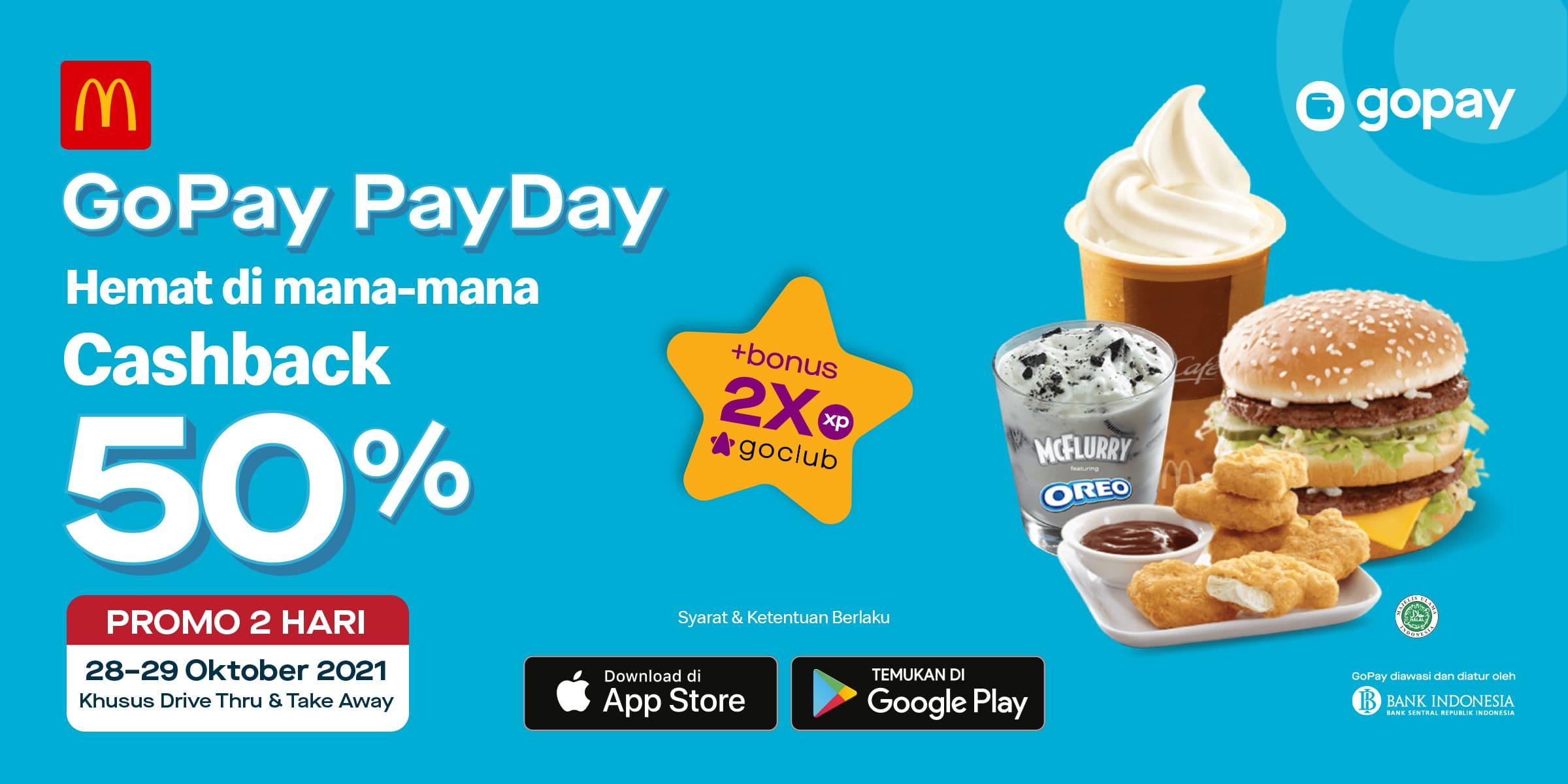 Promo McDonalds Cashback 50% GoPay PayDay Hanya 2 Hari 28-29 Oktober 2021