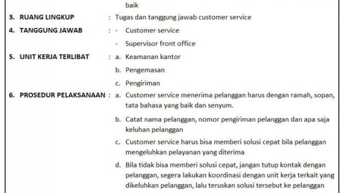 Contoh Standar Operasional Prosedur (SOP)