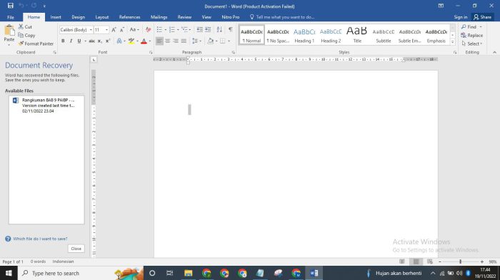 ms word 2016 new document