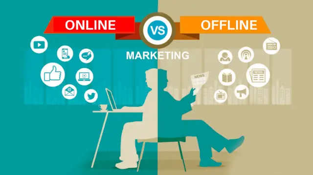 Gambar perbandingan pemasaran offline dan pemasaran online