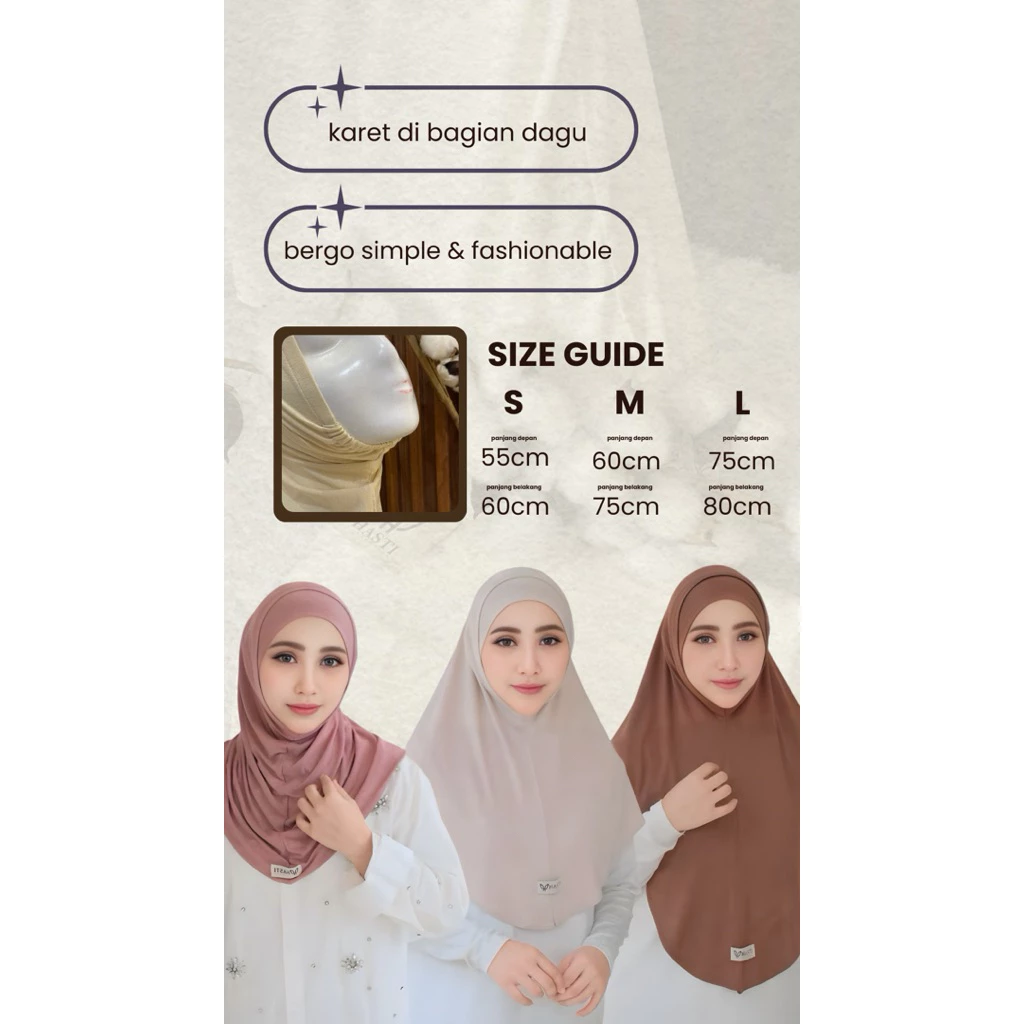 HASTI - Bergo Instan Alana Karet Dagu S/M/L Kaos Rayon Airflow - foto 3