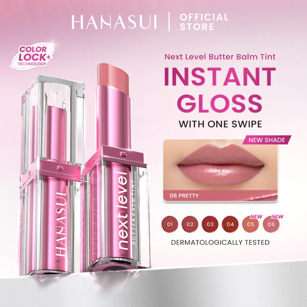 [BEST SELLER] Hanasui Next Level Butter Balm - Color Tinted Lip Balm Melembabkan & Mencerahkan Bibir Lightweight & Cover