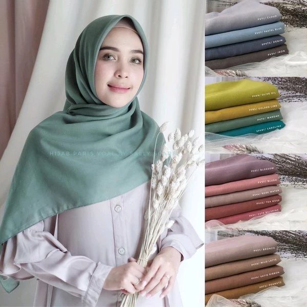 Hijab Paris Jadul Jahit 4 Sisi Segi Empat Jilbab Voal Kerudung Segi Empat Premium Lembut Halus Nyaman Dipakai - foto 5
