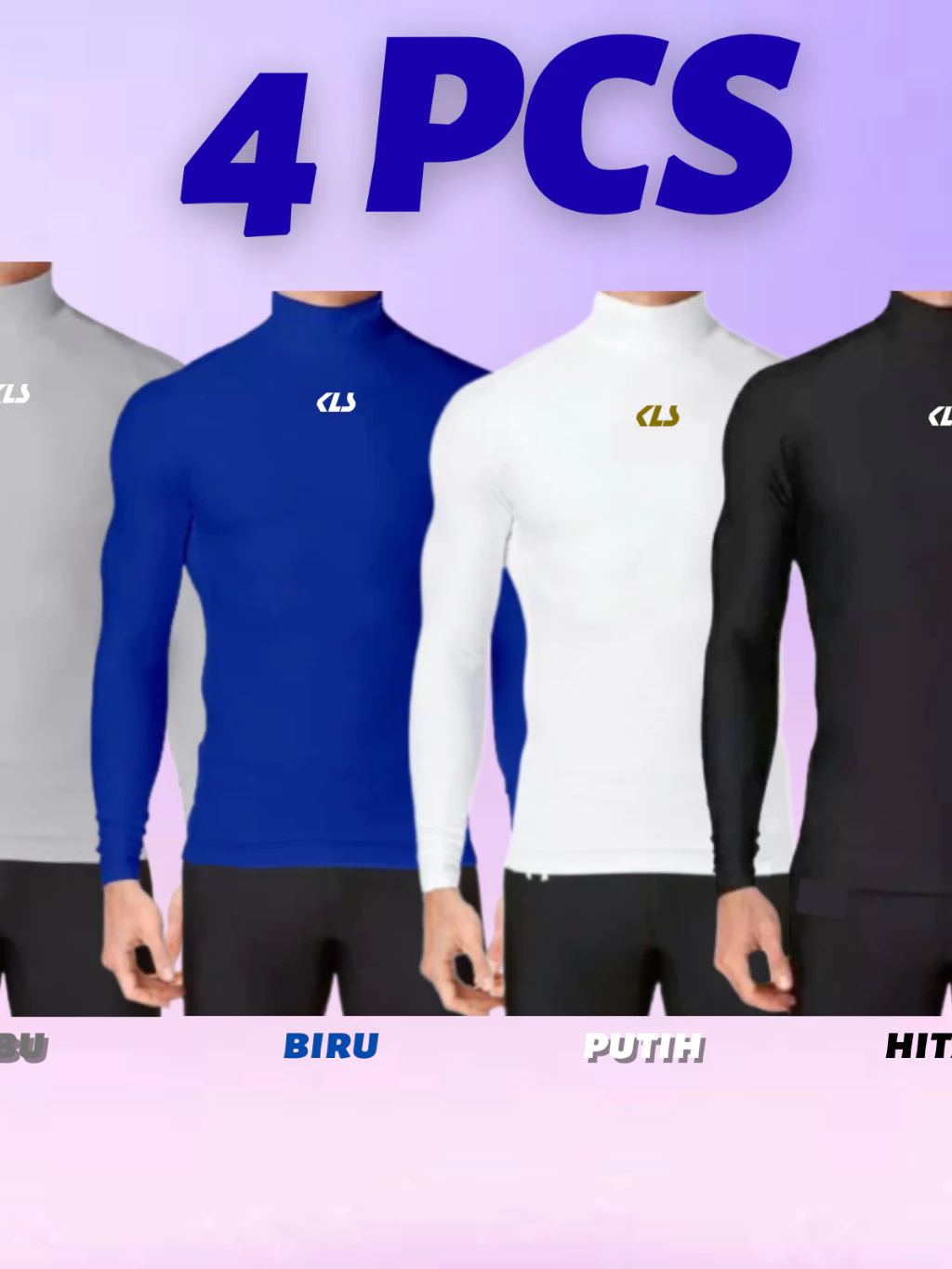 Paket 4 pcs Kaos Manset Olahraga Lengan Panjang Tanpa Lubang Jempol Baselayer KLS - foto 4