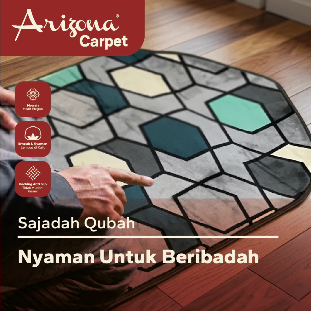 Sajadah Arizona Qubah Ukuran 60x110cm Busa Empuk Motif Minimalis Anti Slip - foto 3