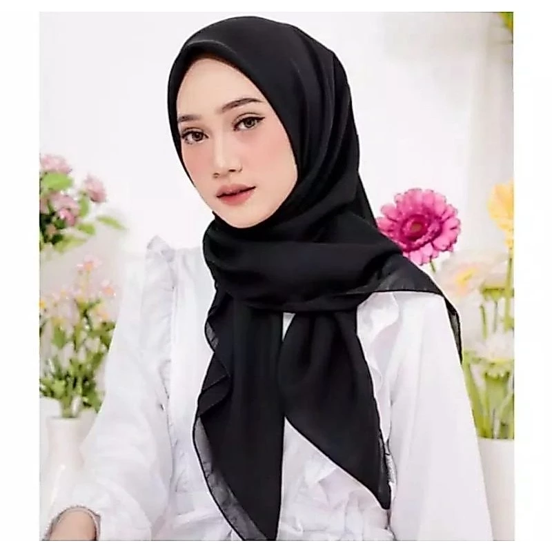 Hijab Paris Jadul Jahit 4 Sisi Segi Empat Jilbab Voal Kerudung Segi Empat Premium Lembut Halus Nyaman Dipakai - foto 6