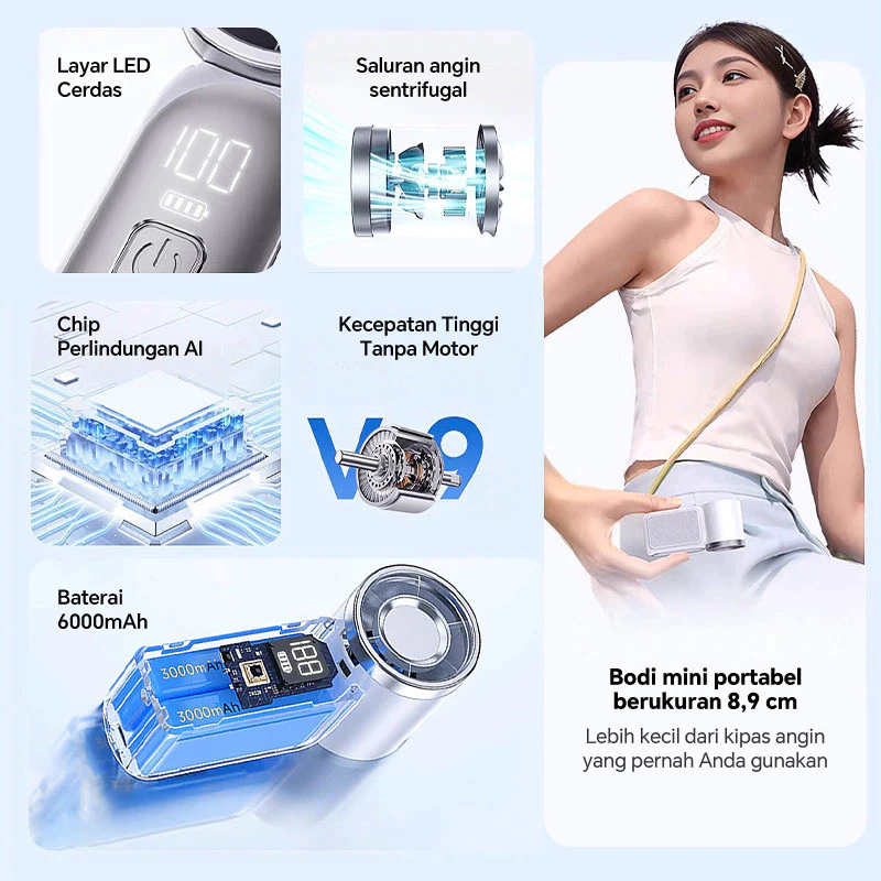 Mini Super Kencang Kipas LED Angin Tangan Genggam Turbo Dengan Daya 100gigi Strong Wind Fan Tahan Lama Yang Dapa Disesua - foto 4