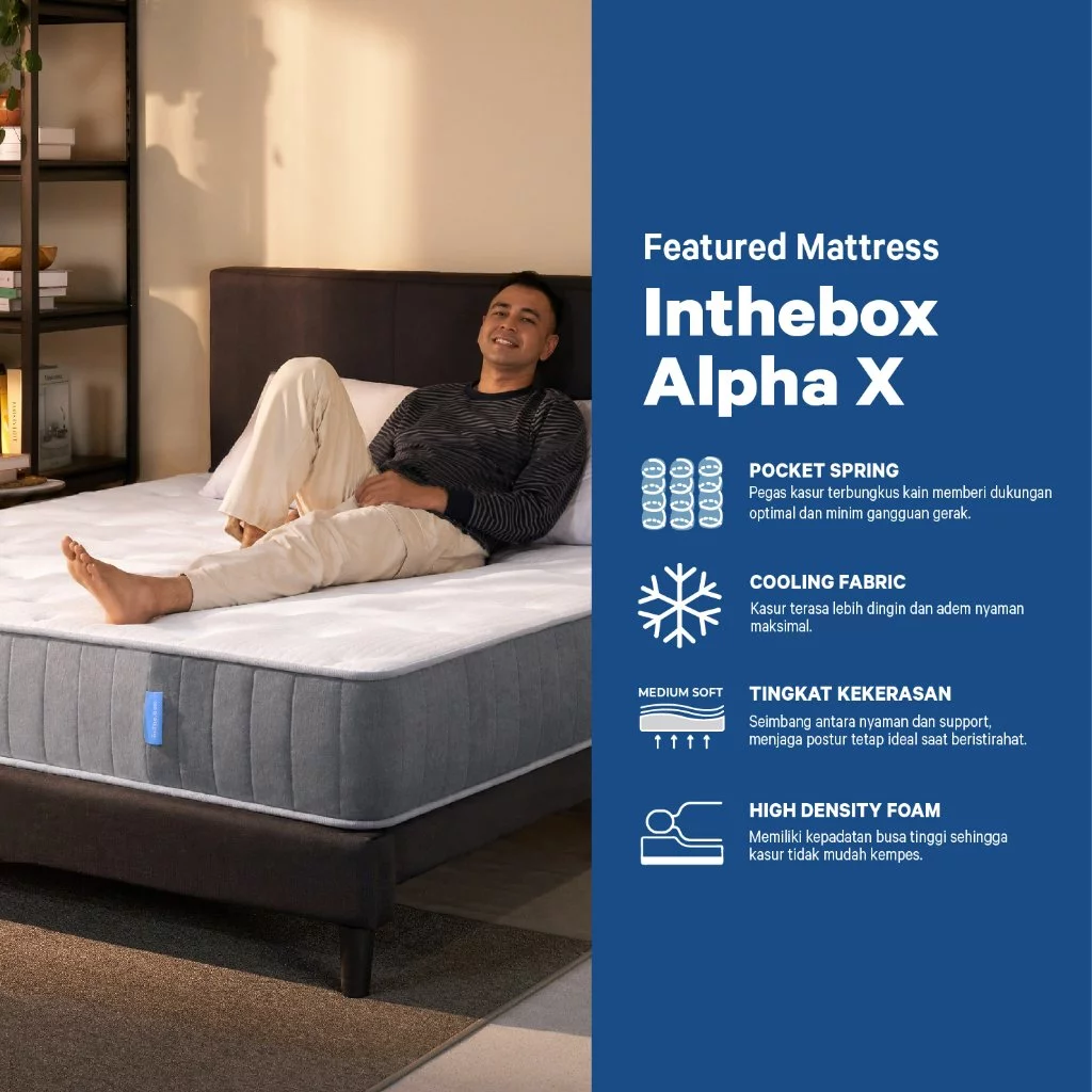 INTHEBOX ALPHA X - Kasur Springbed Pocket Spring Quilting Supersoft Tinggi 25 cm - FREE Bantal - Ukuran kasur 90x200, 10 - foto 4
