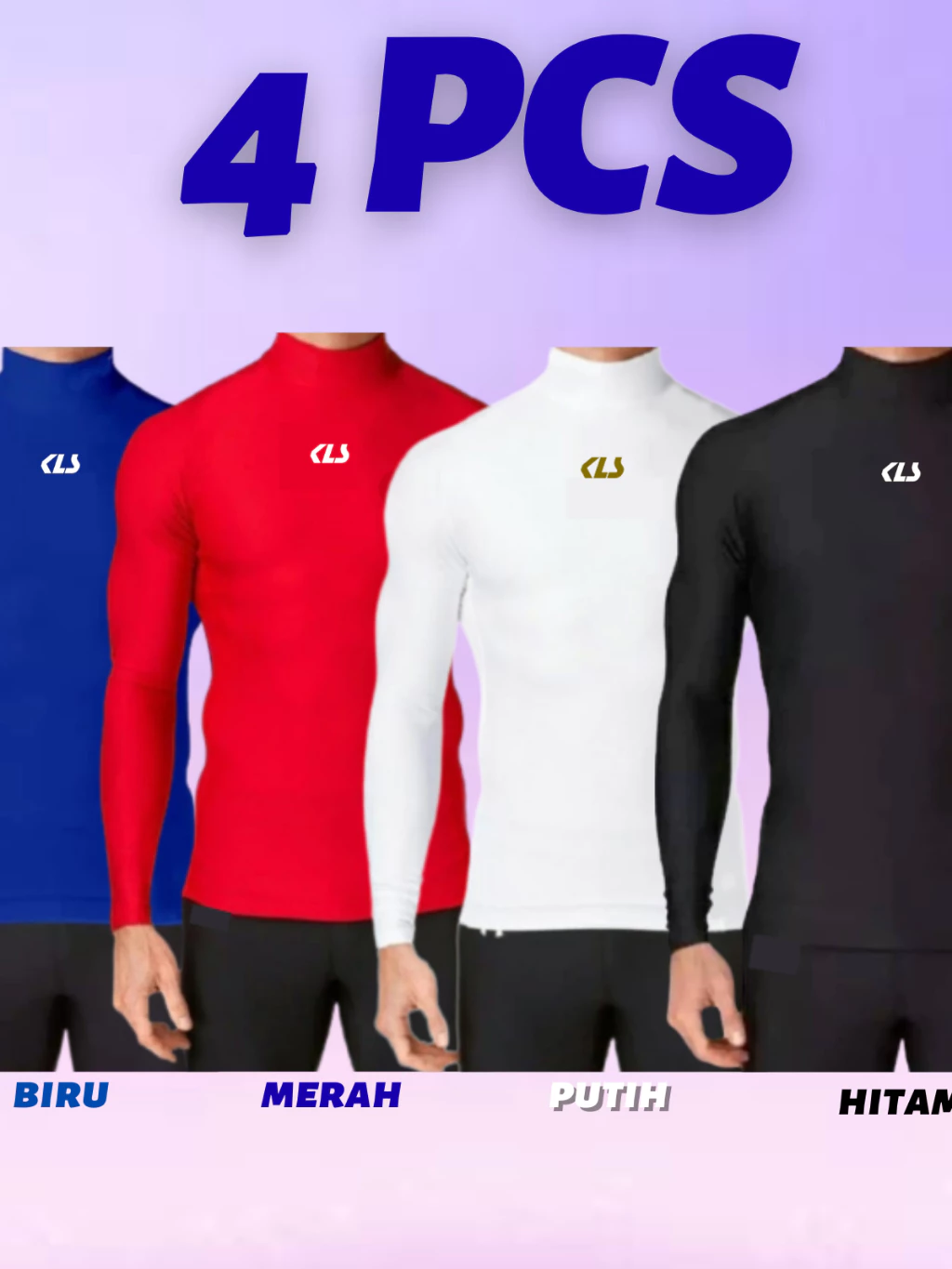 Paket 4 pcs Kaos Manset Olahraga Lengan Panjang Tanpa Lubang Jempol Baselayer KLS