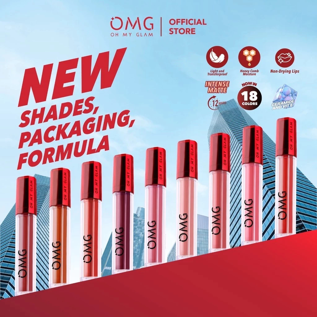 OMG OH MY GLAM Mattelast Lip Cream 2.9 g - Lip Cream Matte | Merah Jingga Official - foto 5