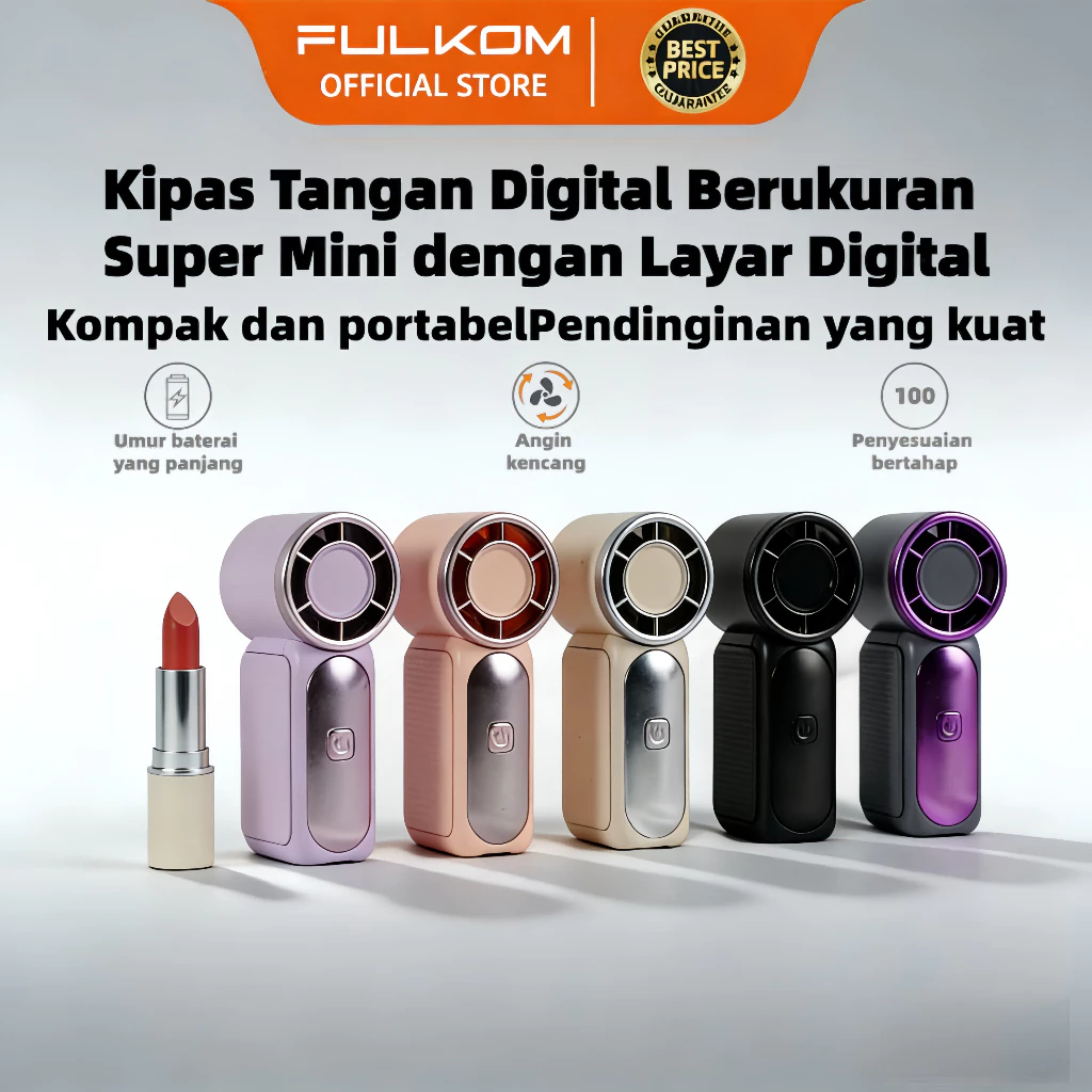 Kipas Turbo Viral FULKOM FF688: Ukuran Saku Angin Sejuk! 100 Tingkat Kecepatan + Layar Digital Digital LED - 2000mAh pak