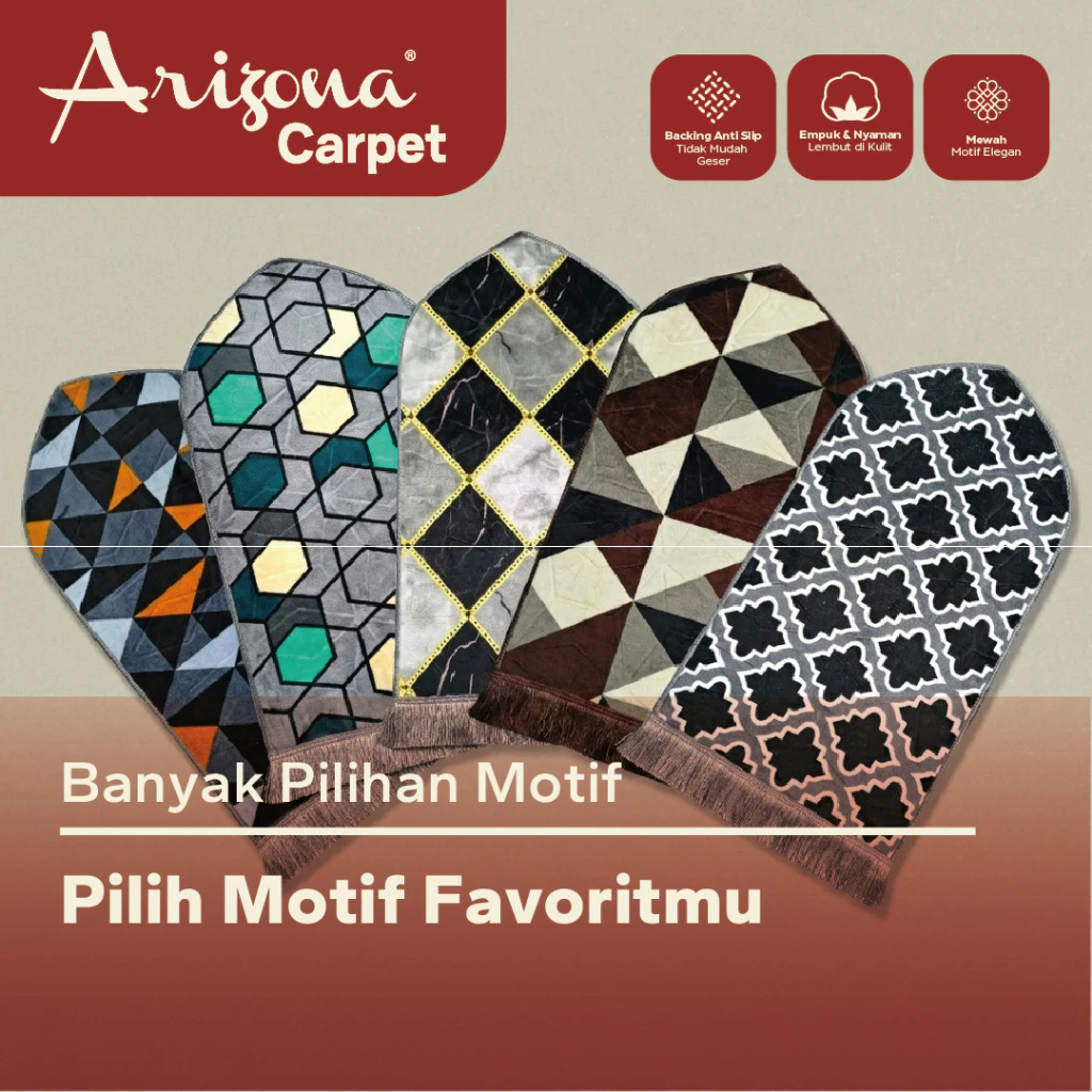 Sajadah Arizona Qubah Ukuran 60x110cm Busa Empuk Motif Minimalis Anti Slip - foto 4