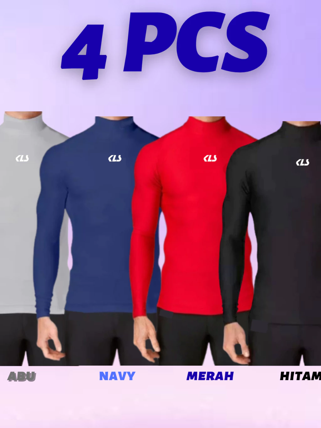 Paket 4 pcs Kaos Manset Olahraga Lengan Panjang Tanpa Lubang Jempol Baselayer KLS - foto 5