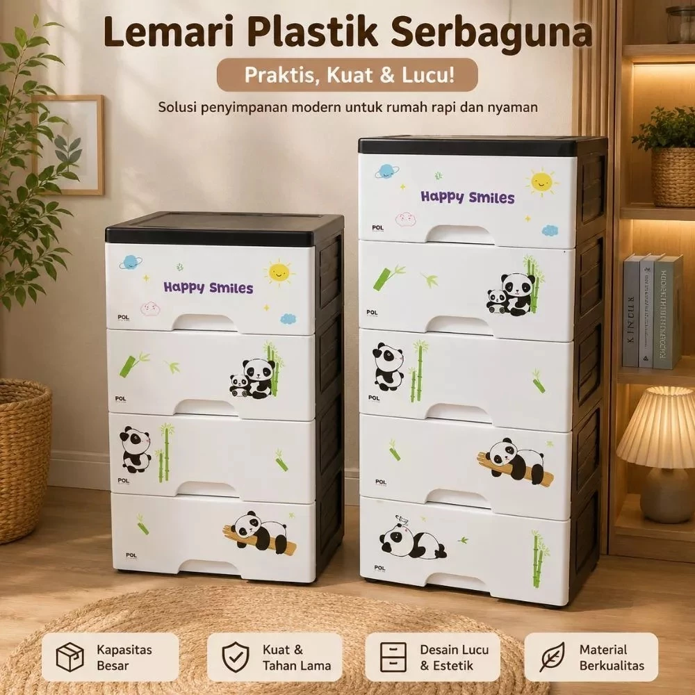 Lemari Mini Pakaian Anak Kartun 4-5 Susun Plastik PP