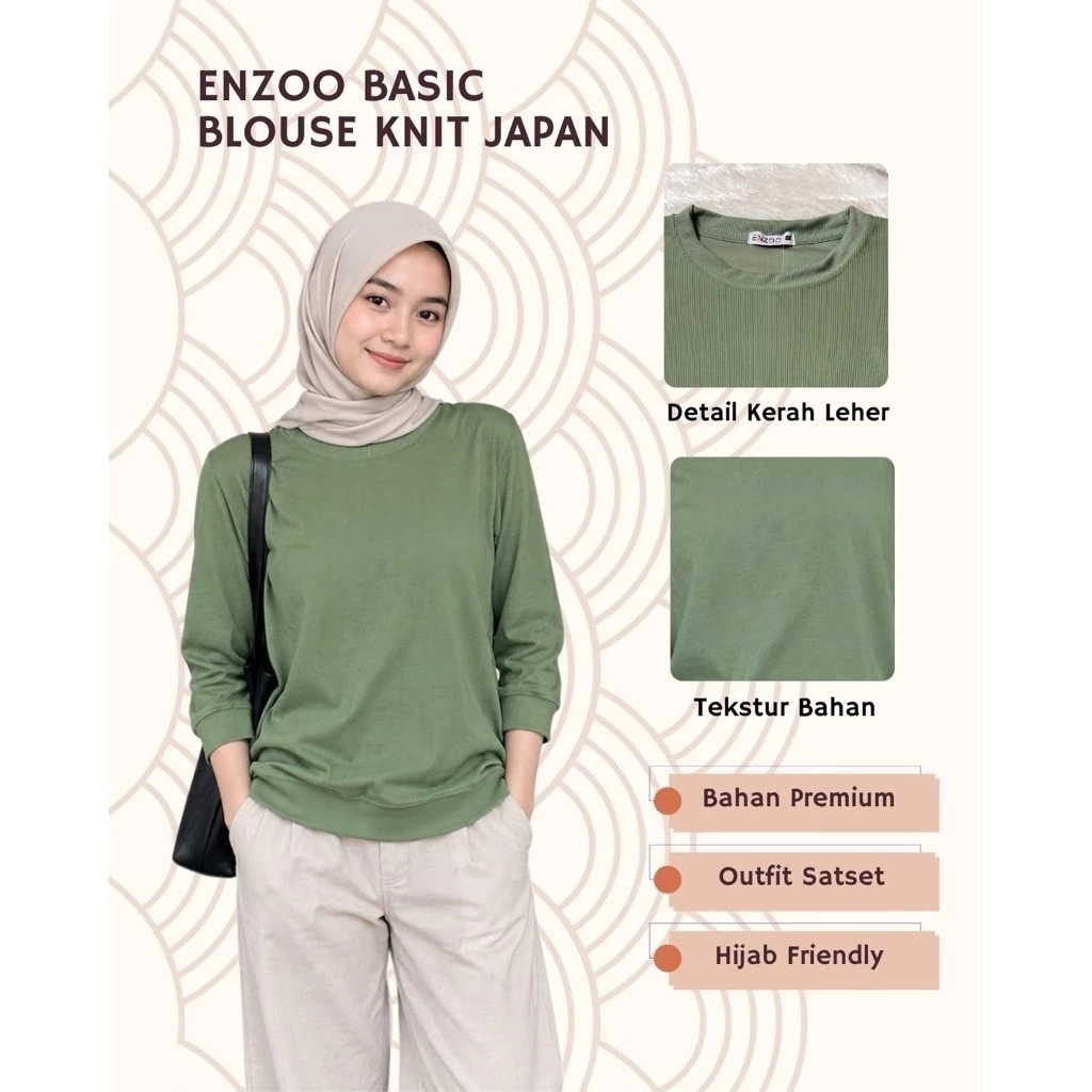 ENZOO X Dian Listiana - Basic Blouse Sweater Knit Lengan 7/8 Premium Atasan Wanita Outfit Korean Style - foto 5