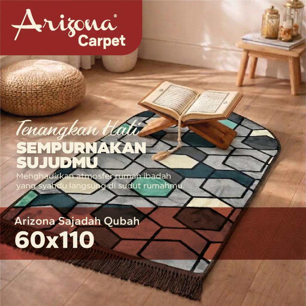Sajadah Arizona Qubah Ukuran 60x110cm Busa Empuk Motif Minimalis Anti Slip