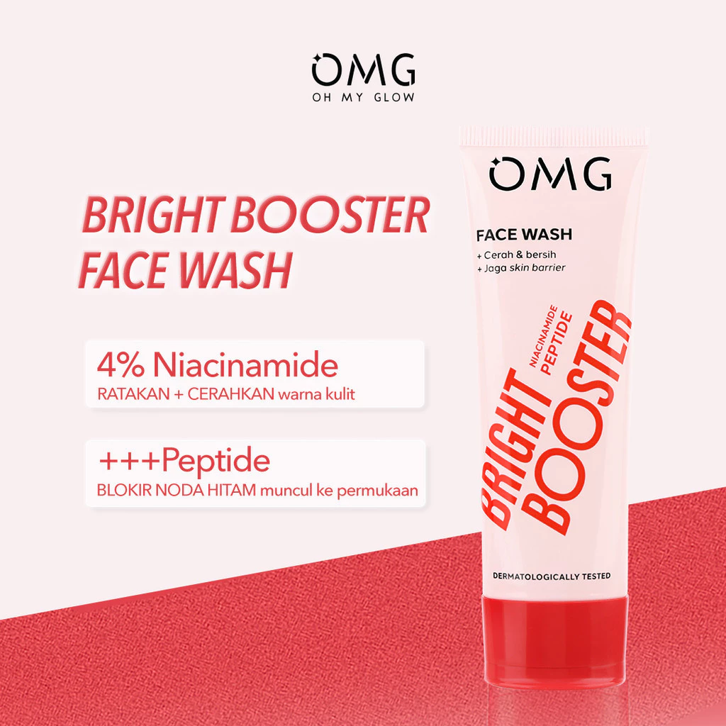 OMG Oh My Glow Bright Booster Face Wash 50ml & 100ml | Merah Jingga Official - foto 4