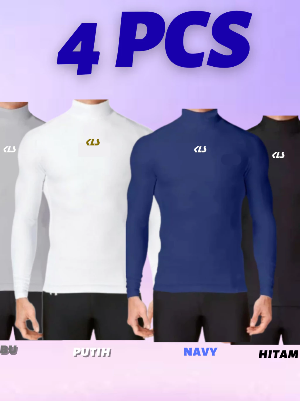 Paket 4 pcs Kaos Manset Olahraga Lengan Panjang Tanpa Lubang Jempol Baselayer KLS - foto 6