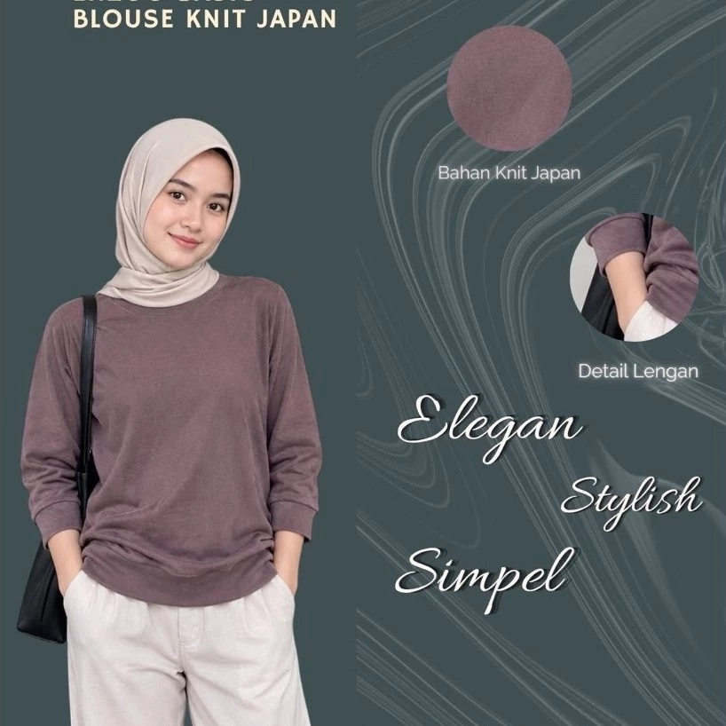 ENZOO X Dian Listiana - Basic Blouse Sweater Knit Lengan 7/8 Premium Atasan Wanita Outfit Korean Style - foto 6