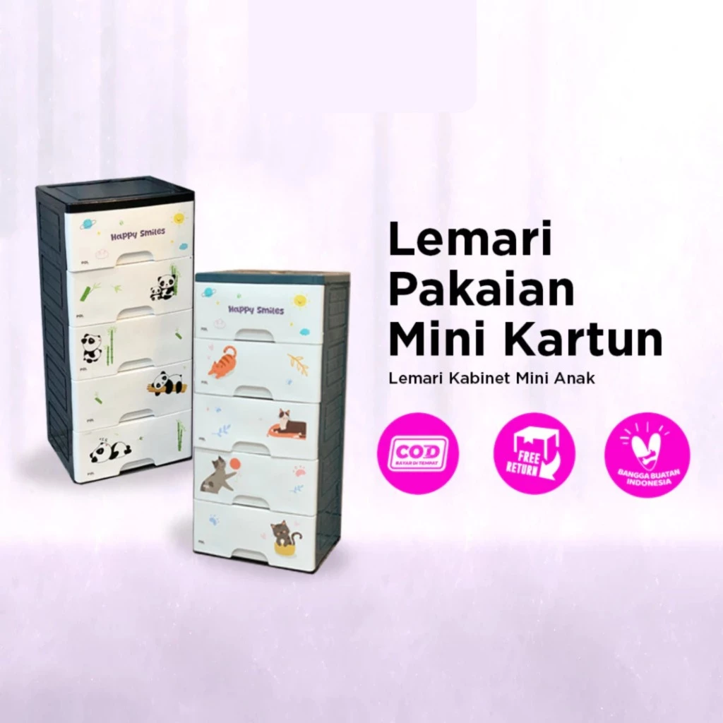 Lemari Mini Pakaian Anak Kartun 4-5 Susun Plastik PP - foto 4