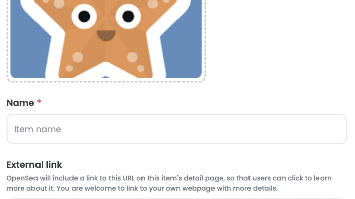 unggah new item nft di opensea.io